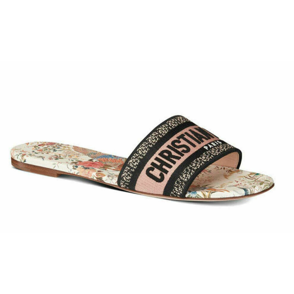 Christian Dior Dway Jardín D’ Hiver Embroidered Logo Slide Mule Flat Sandal 39 - Picture 5 of 15